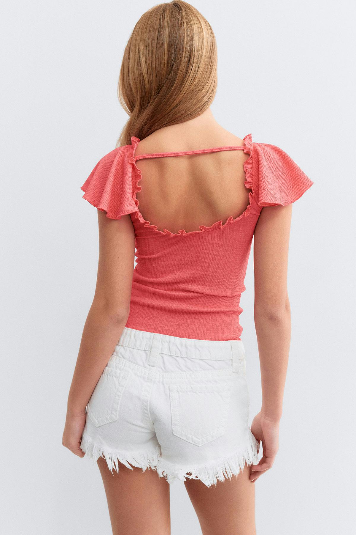 Y open back frill top
