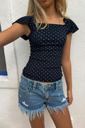 Y open back frill top