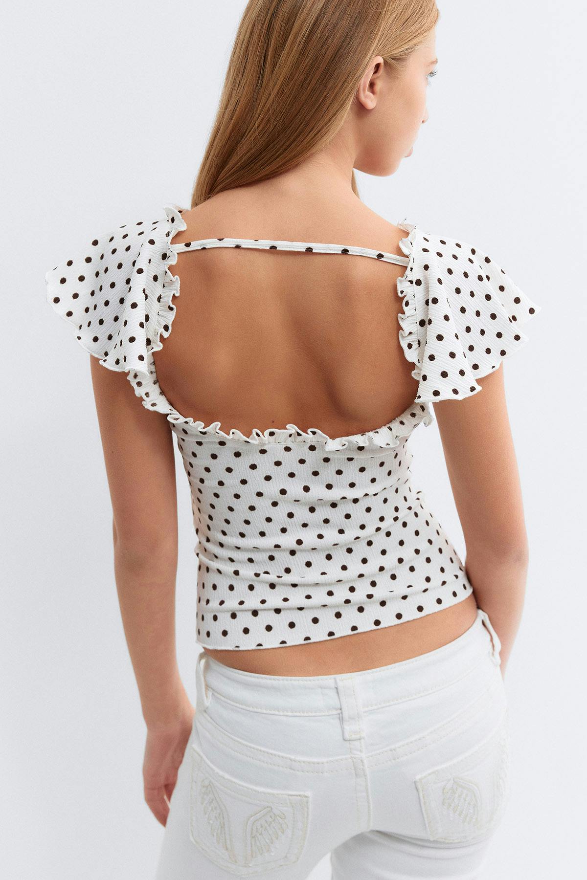 Y open back frill top