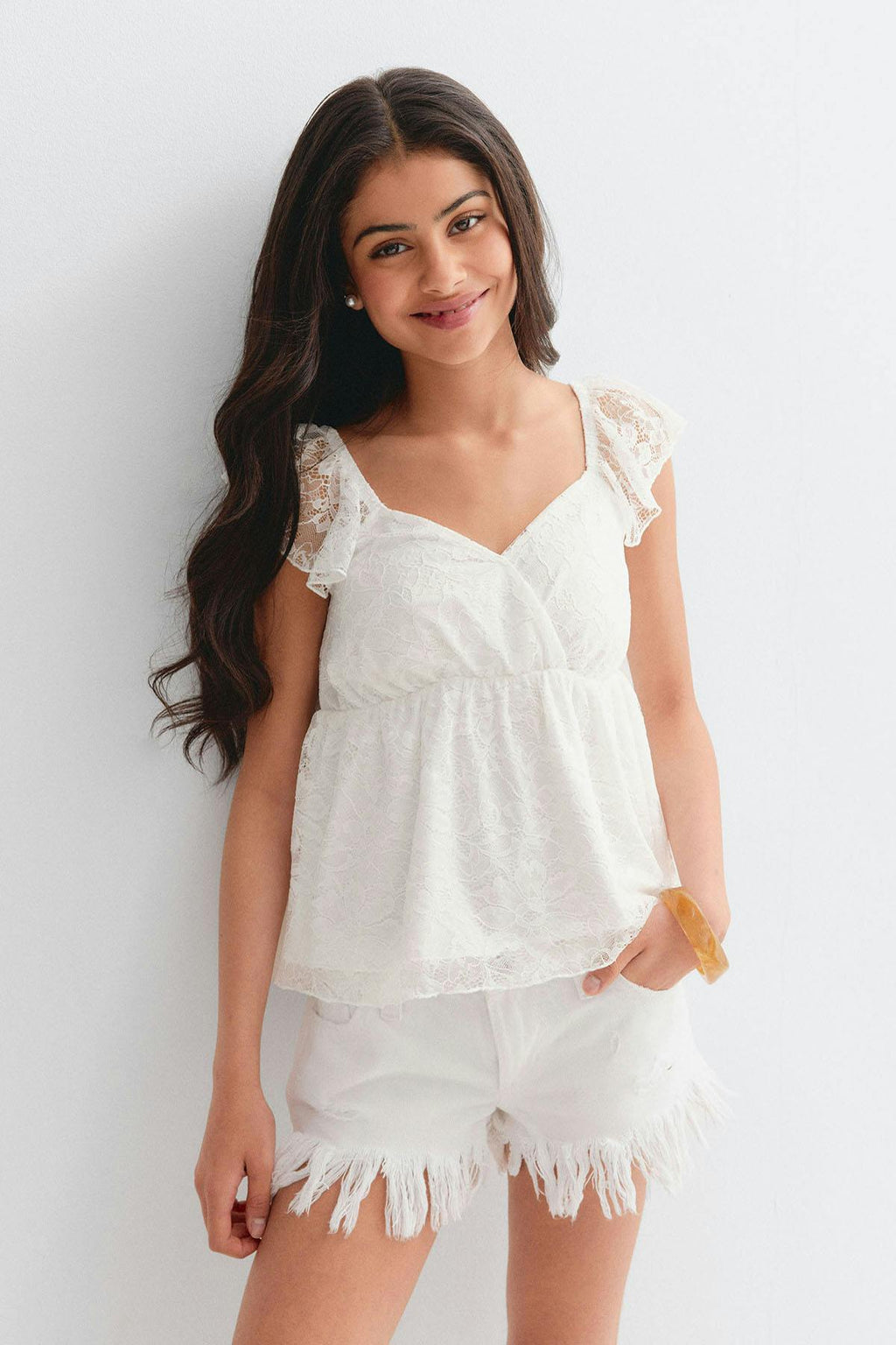 Y lace detail top