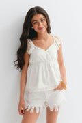 Y lace detail top