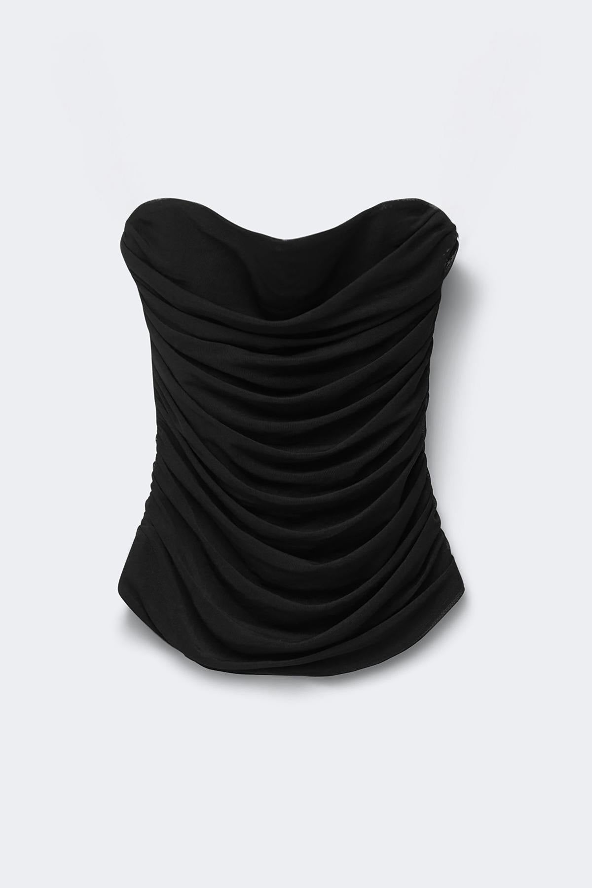 Draped mesh corset