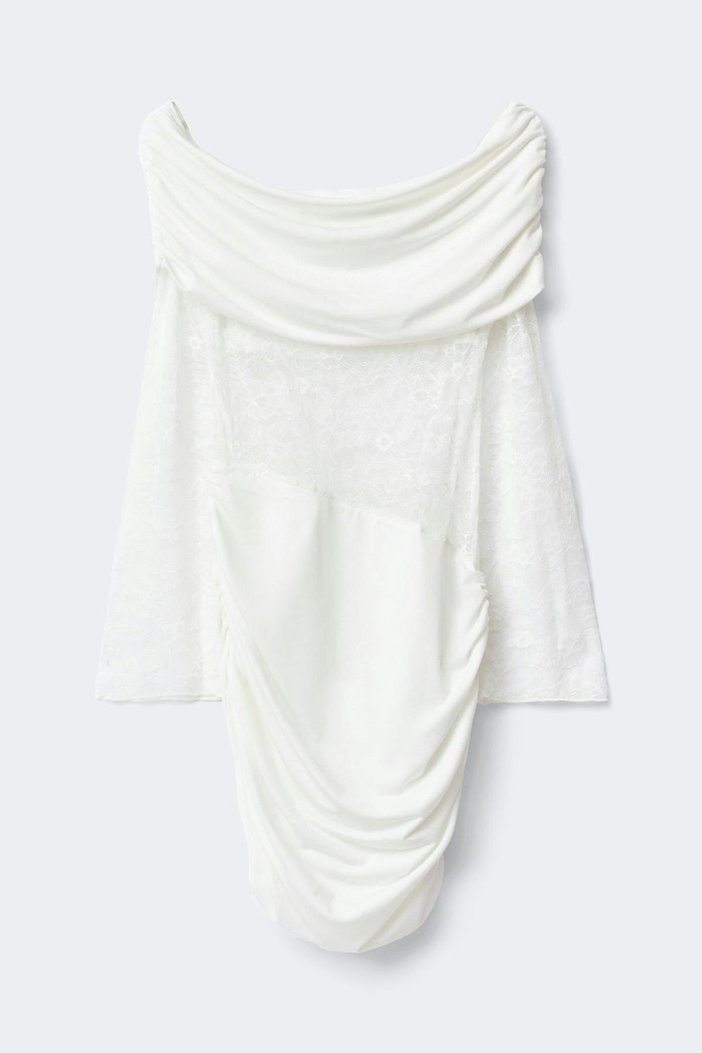 Asymmetric lace mini dress