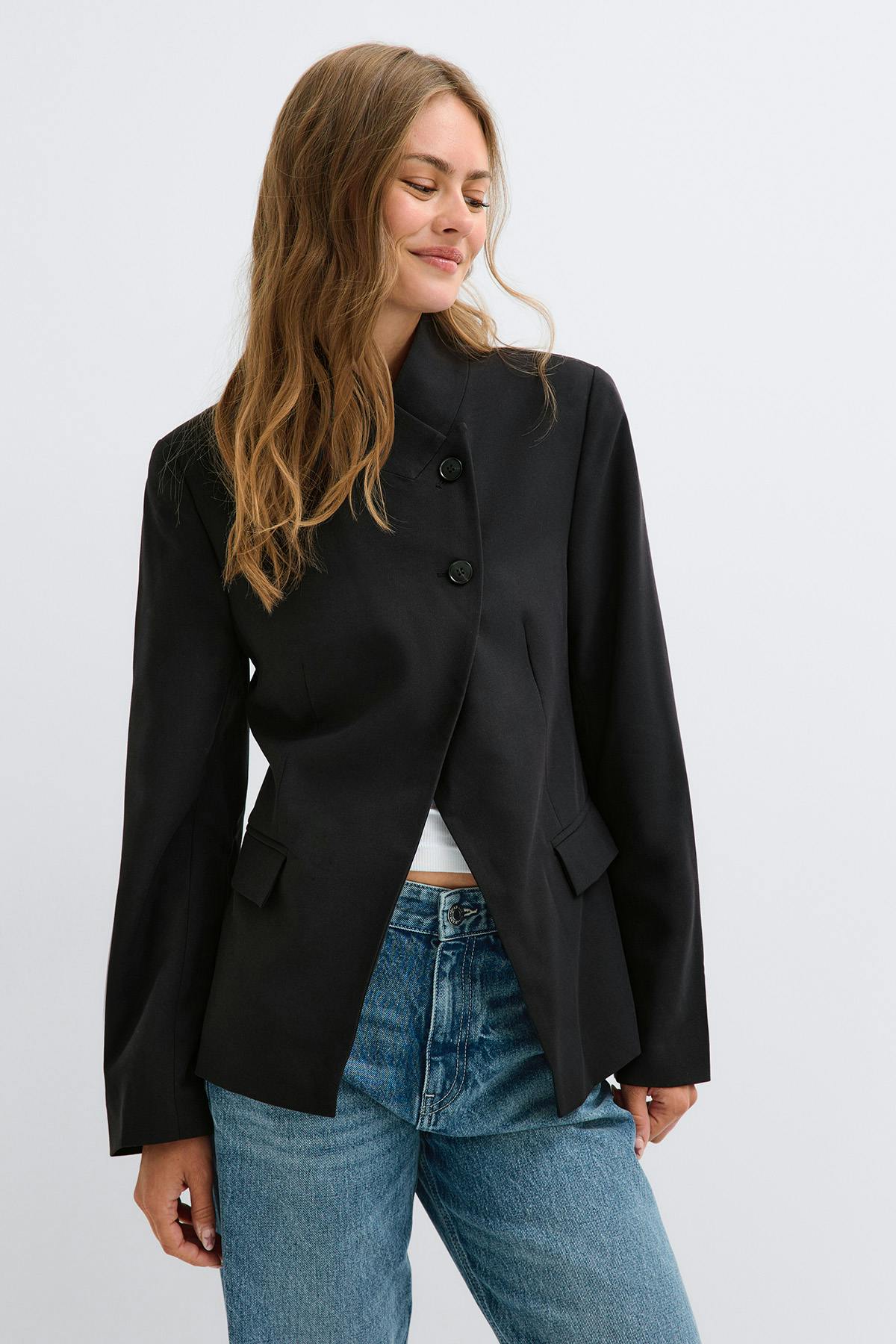 Shaped high button blazer