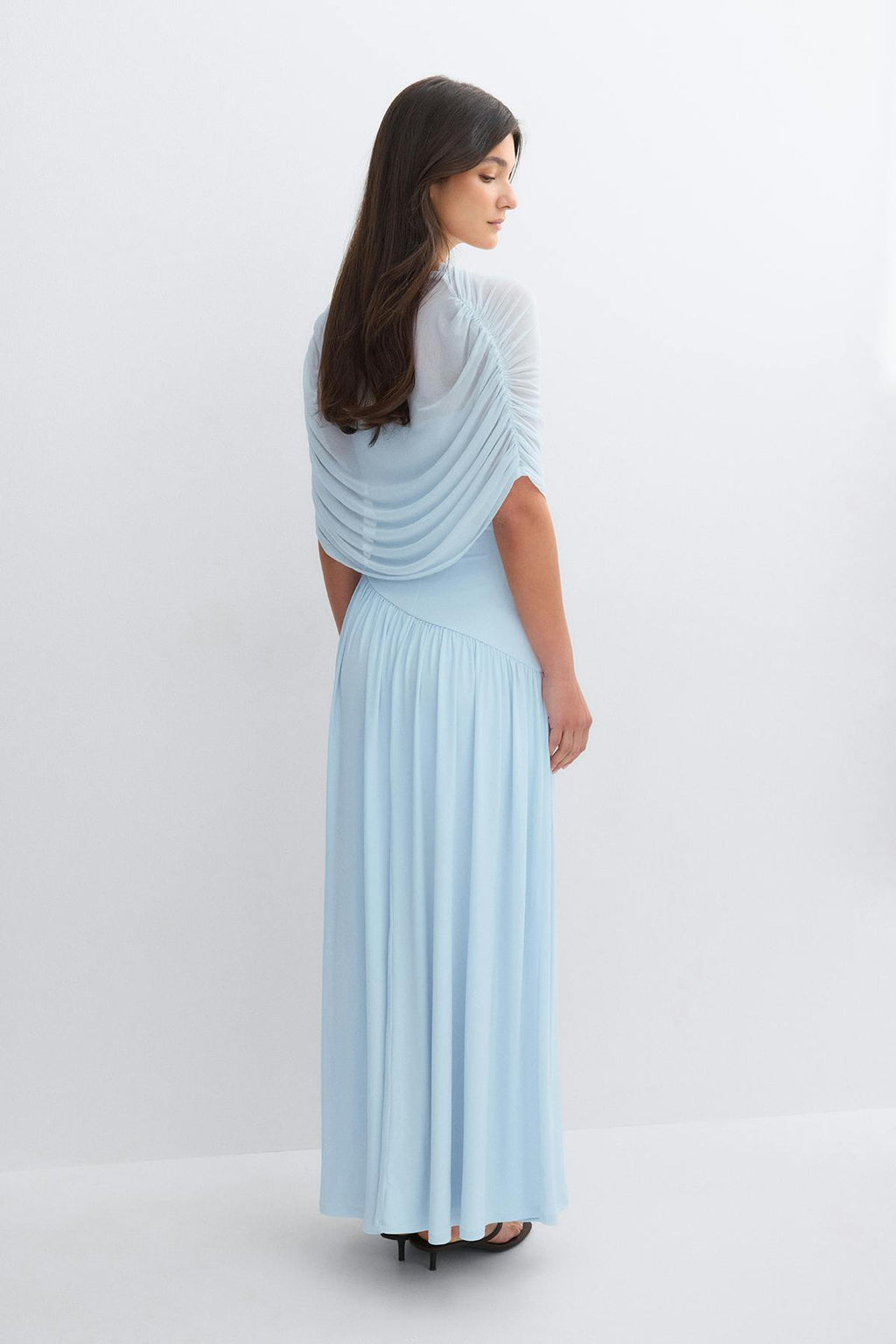 Draped cape maxi dress
