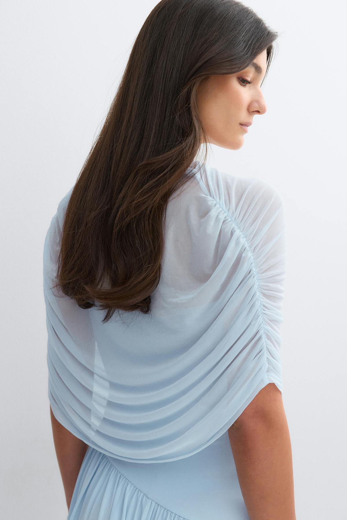Draped cape maxi dress