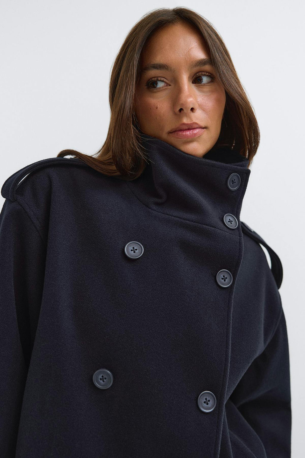 High neck short felt jacket