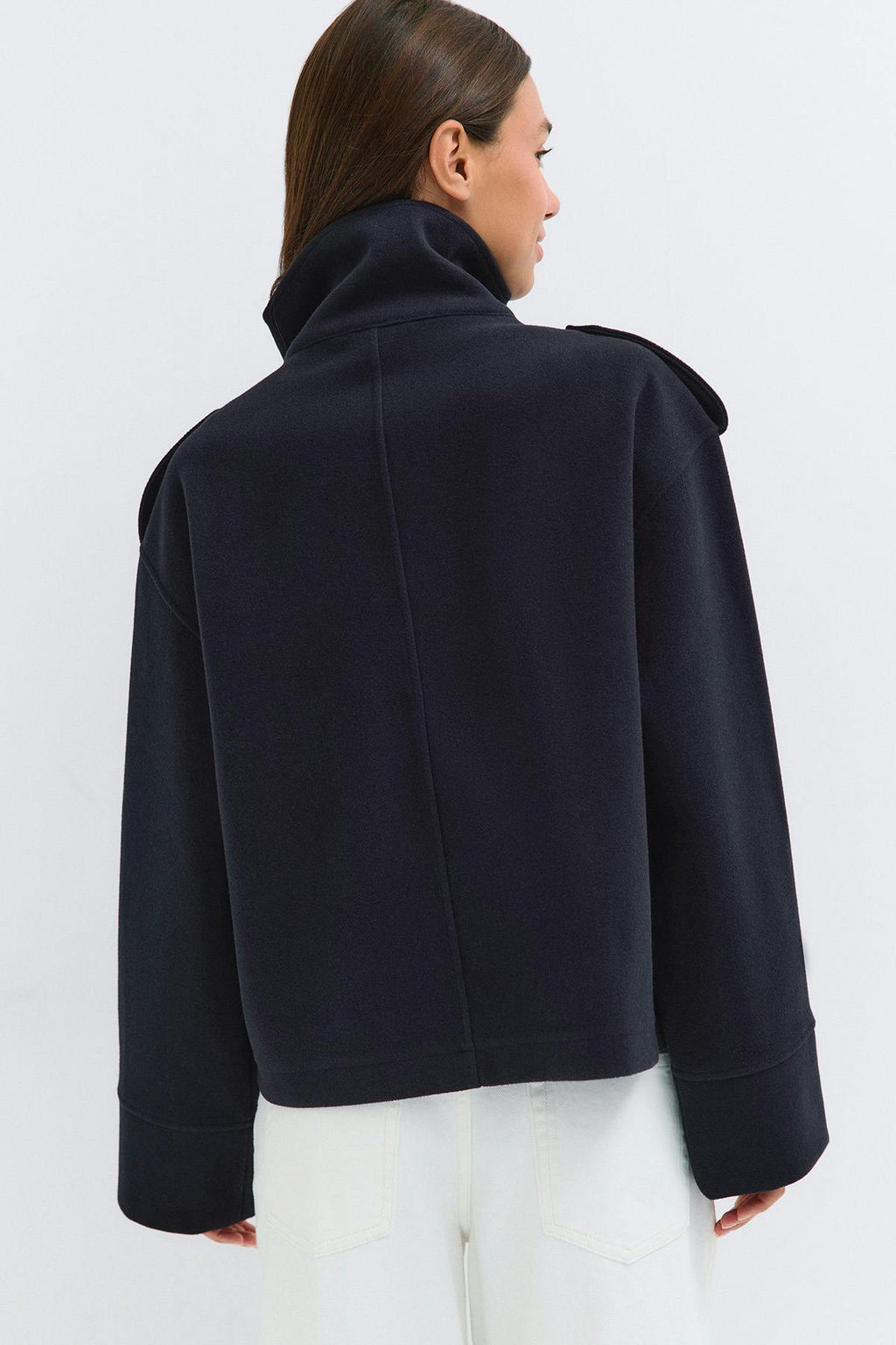 High neck short felt jacket