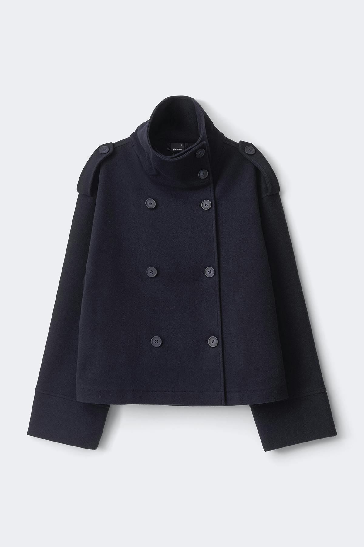 High neck short felt jacket