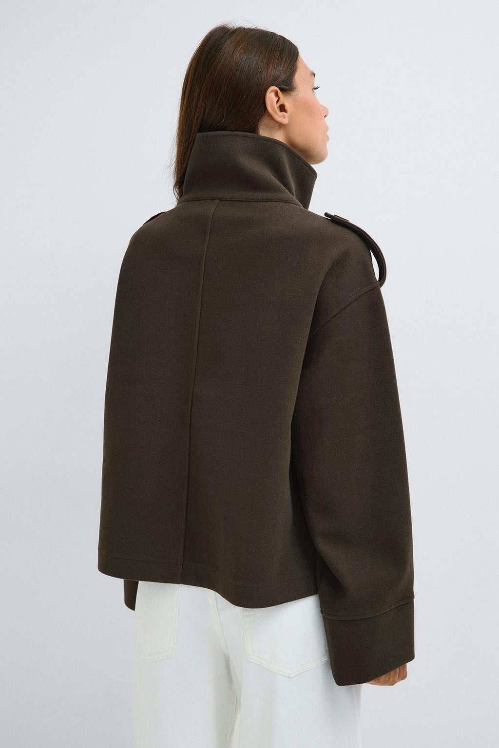 High neck short felt jacket