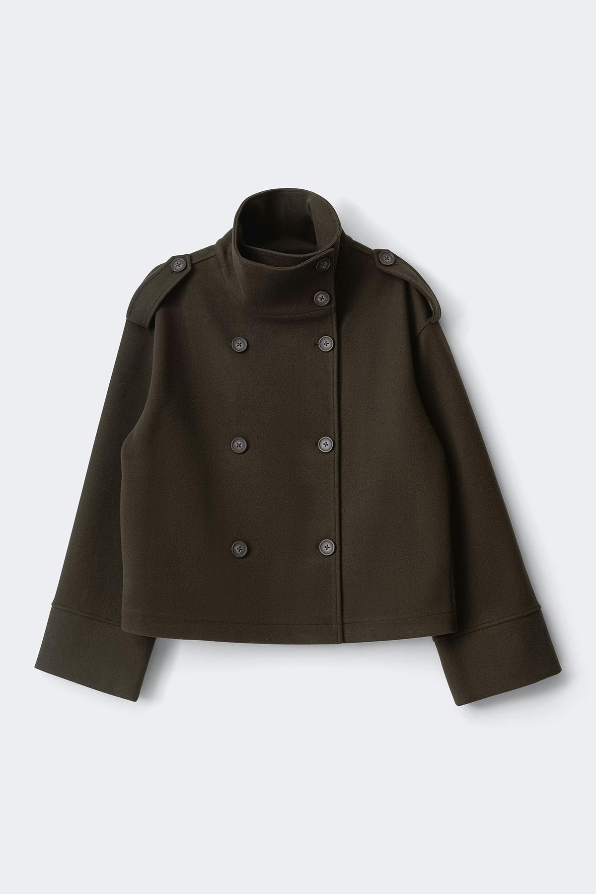 High neck short felt jacket