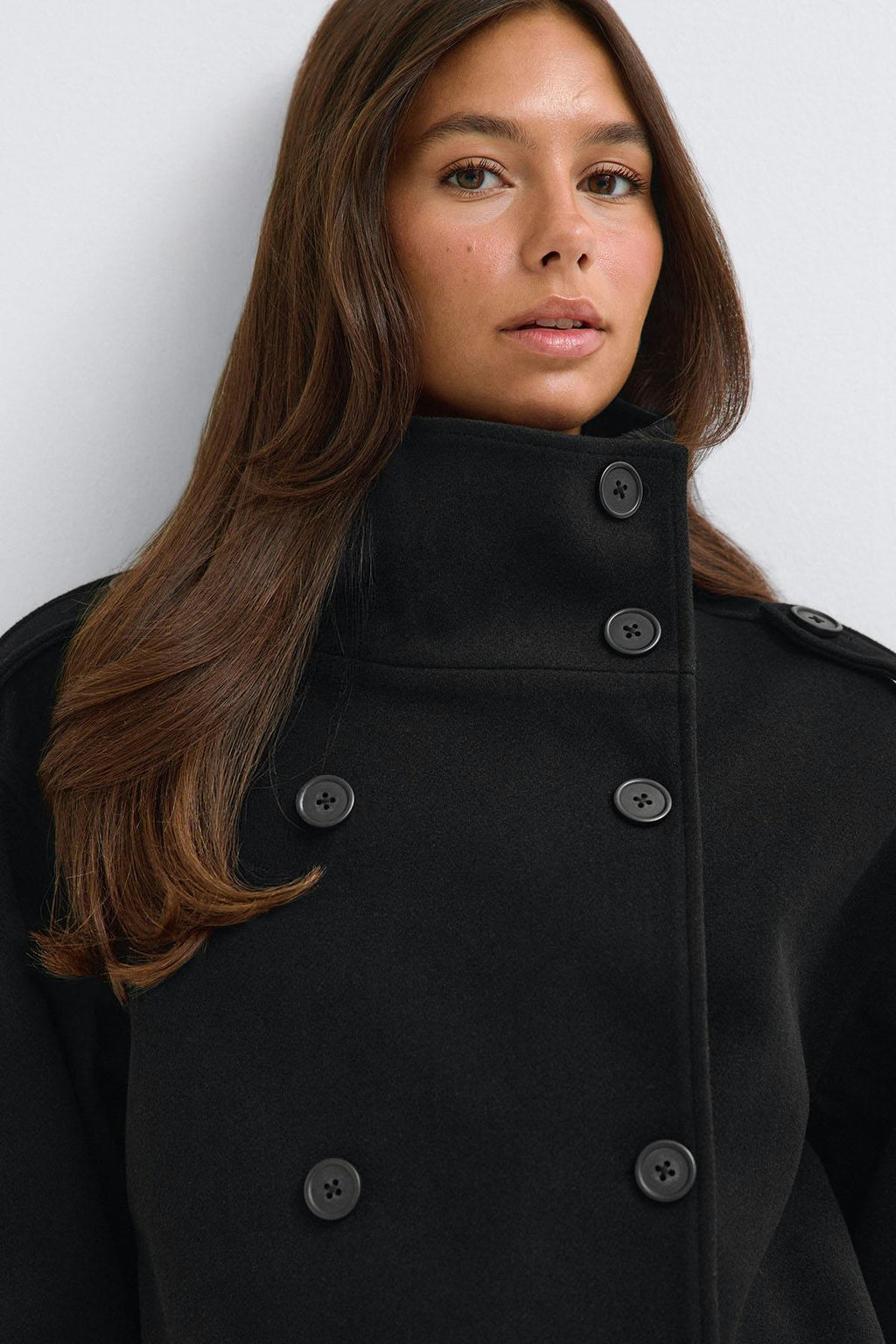 High neck short felt jacket