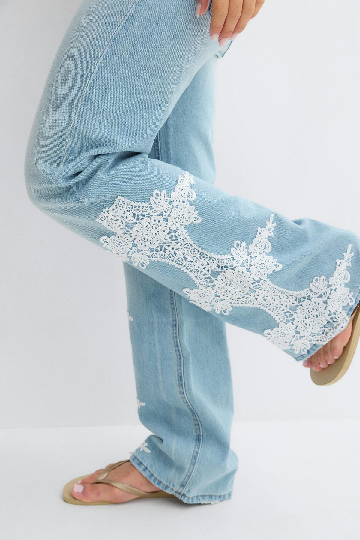14+ lace edge jeans