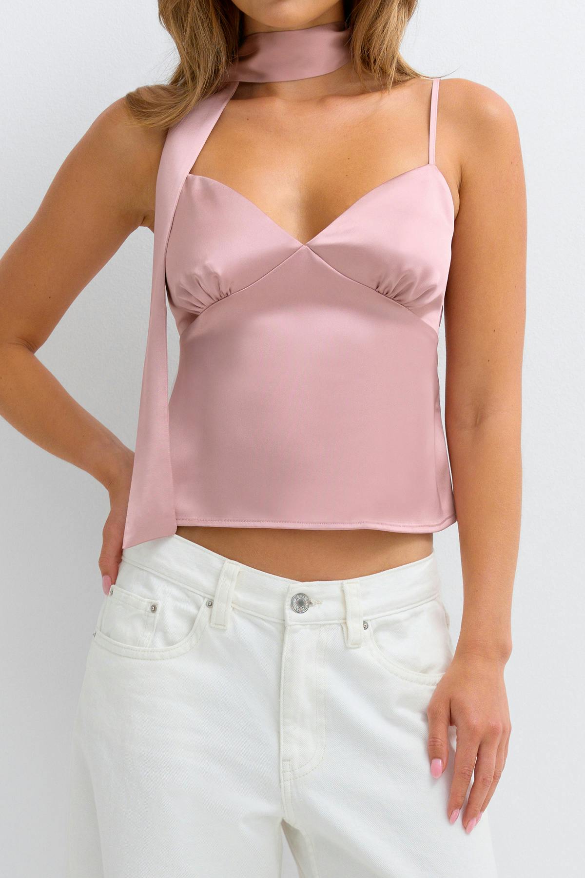 Satin scarf top