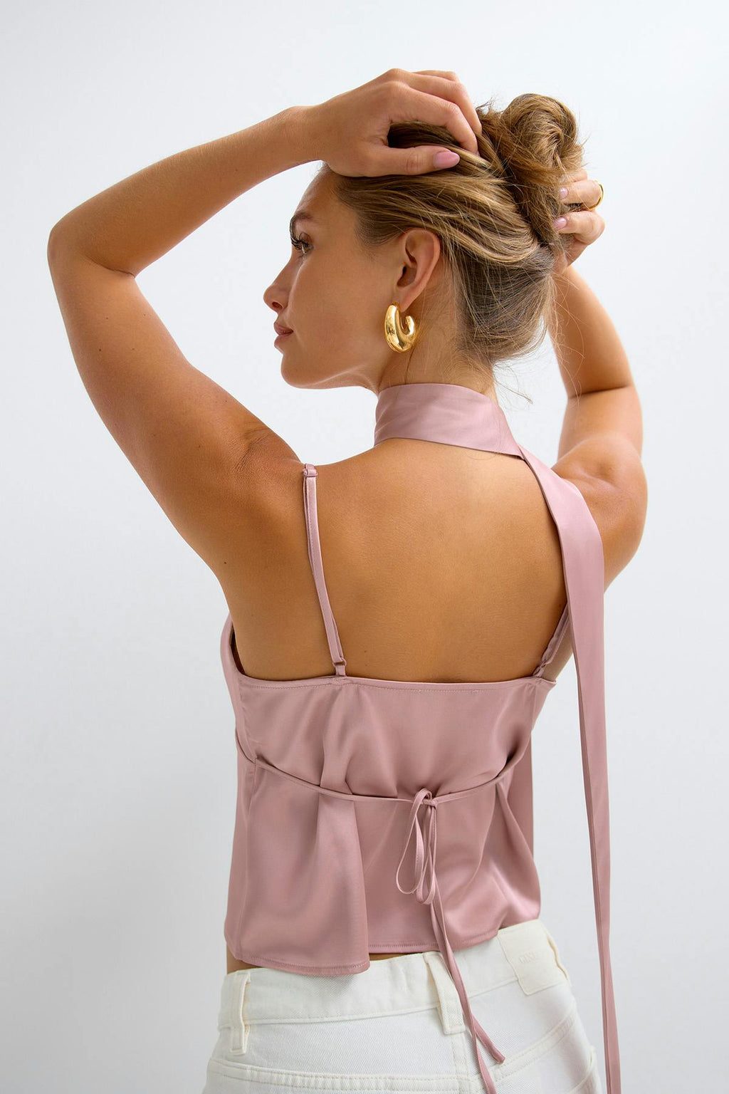 Satin scarf top