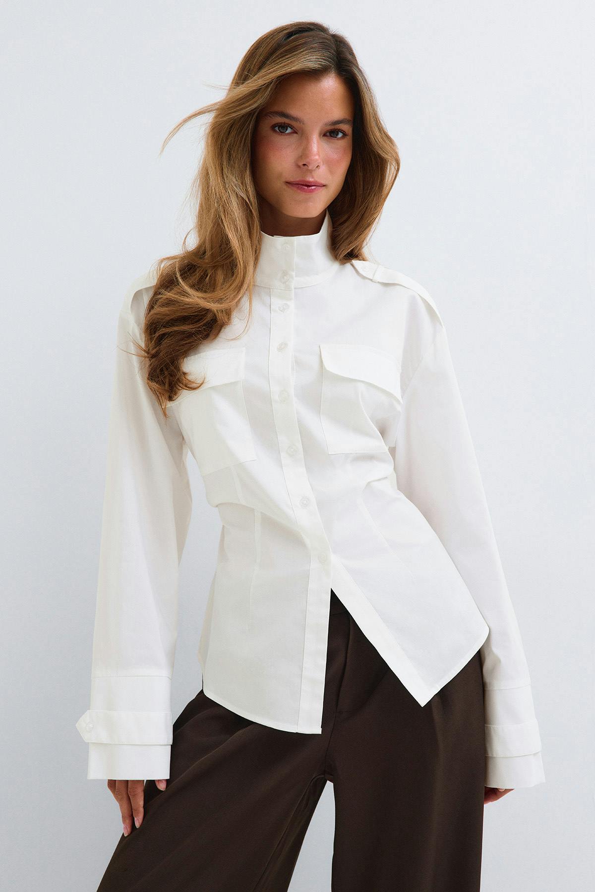High neck shaped shirt