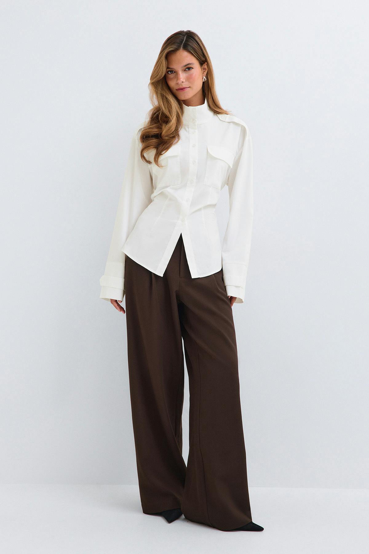 High neck shaped shirt