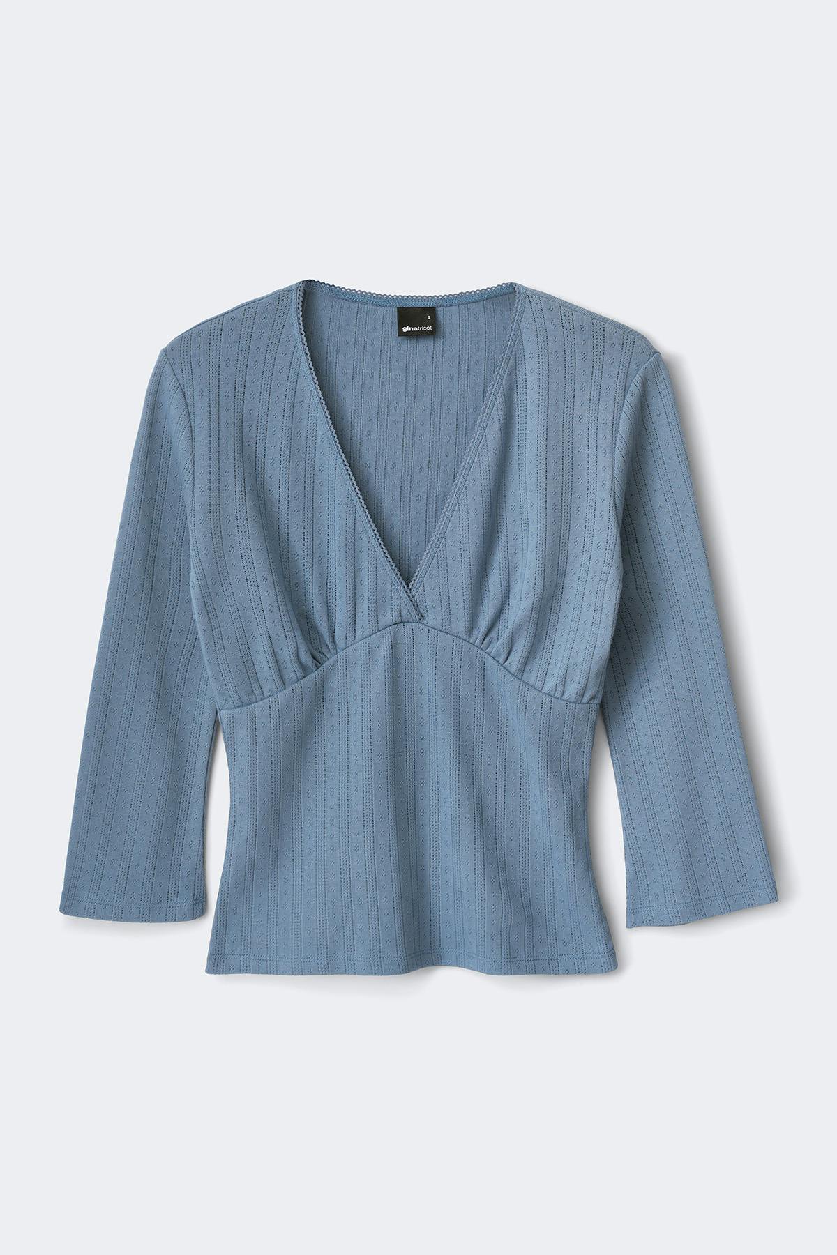 Pointelle quartersleeve top