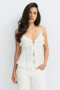 Tie frill strap singlet