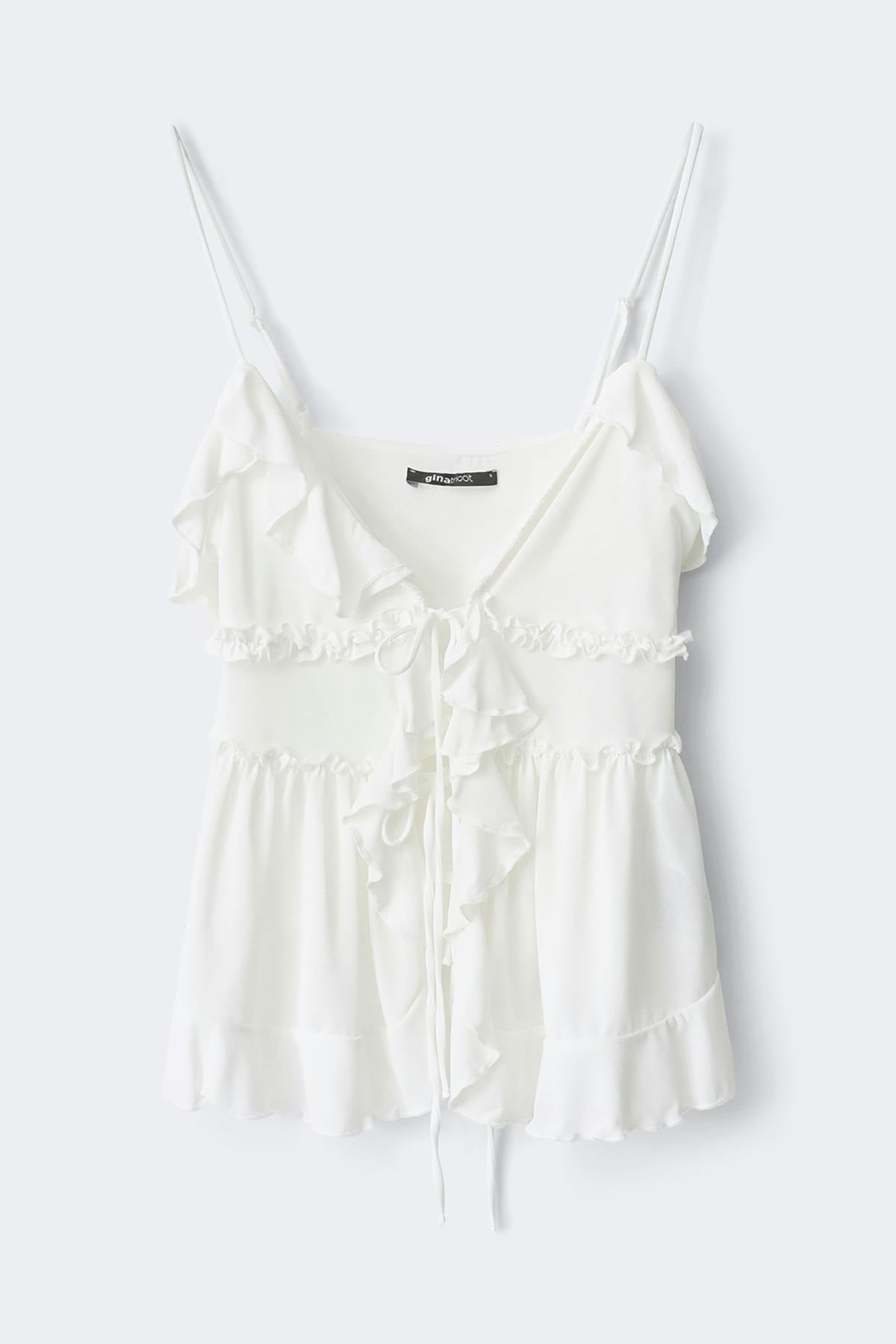 Tie frill strap singlet