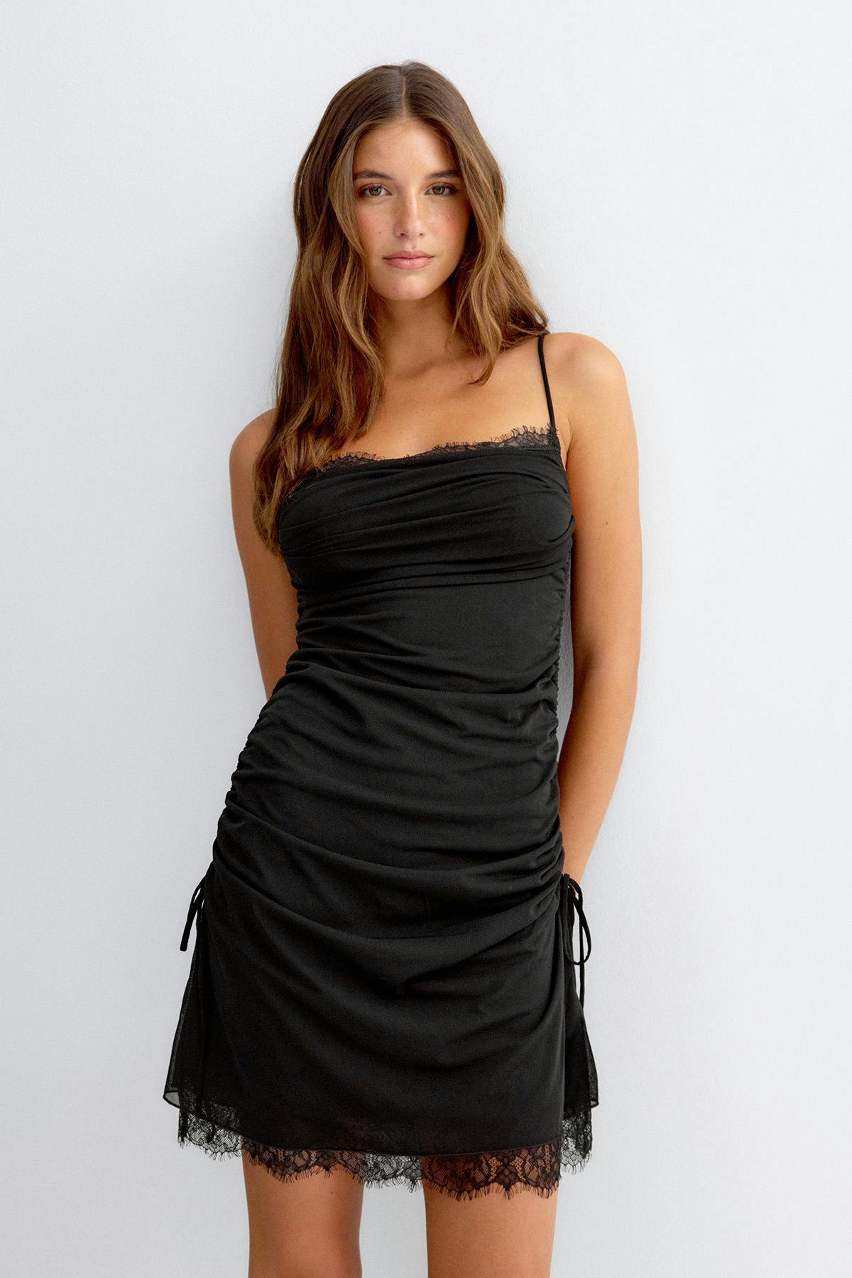 Lace detail strap dress