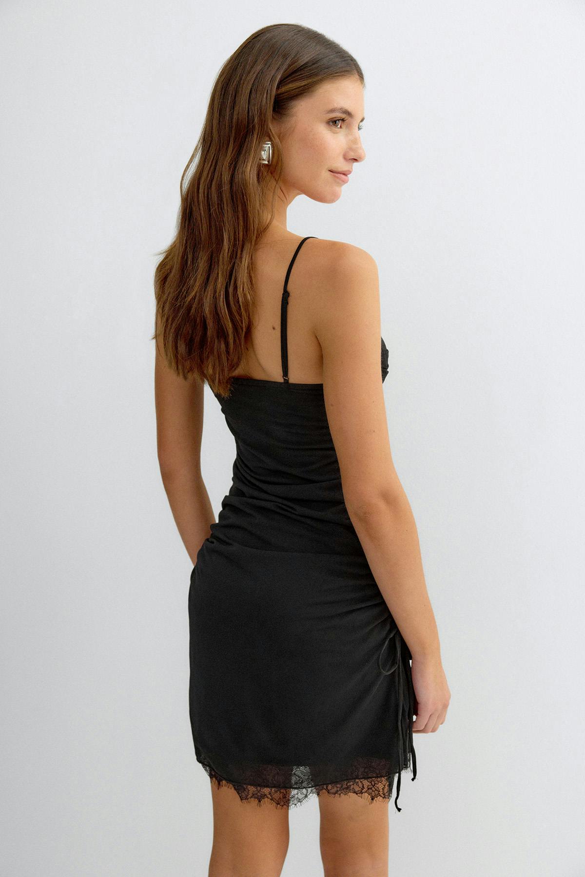 Lace detail strap dress