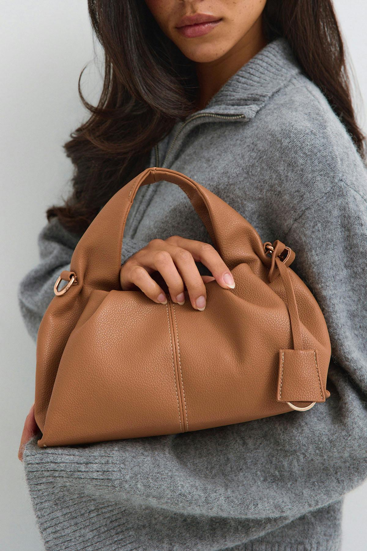 Braided top handle bag