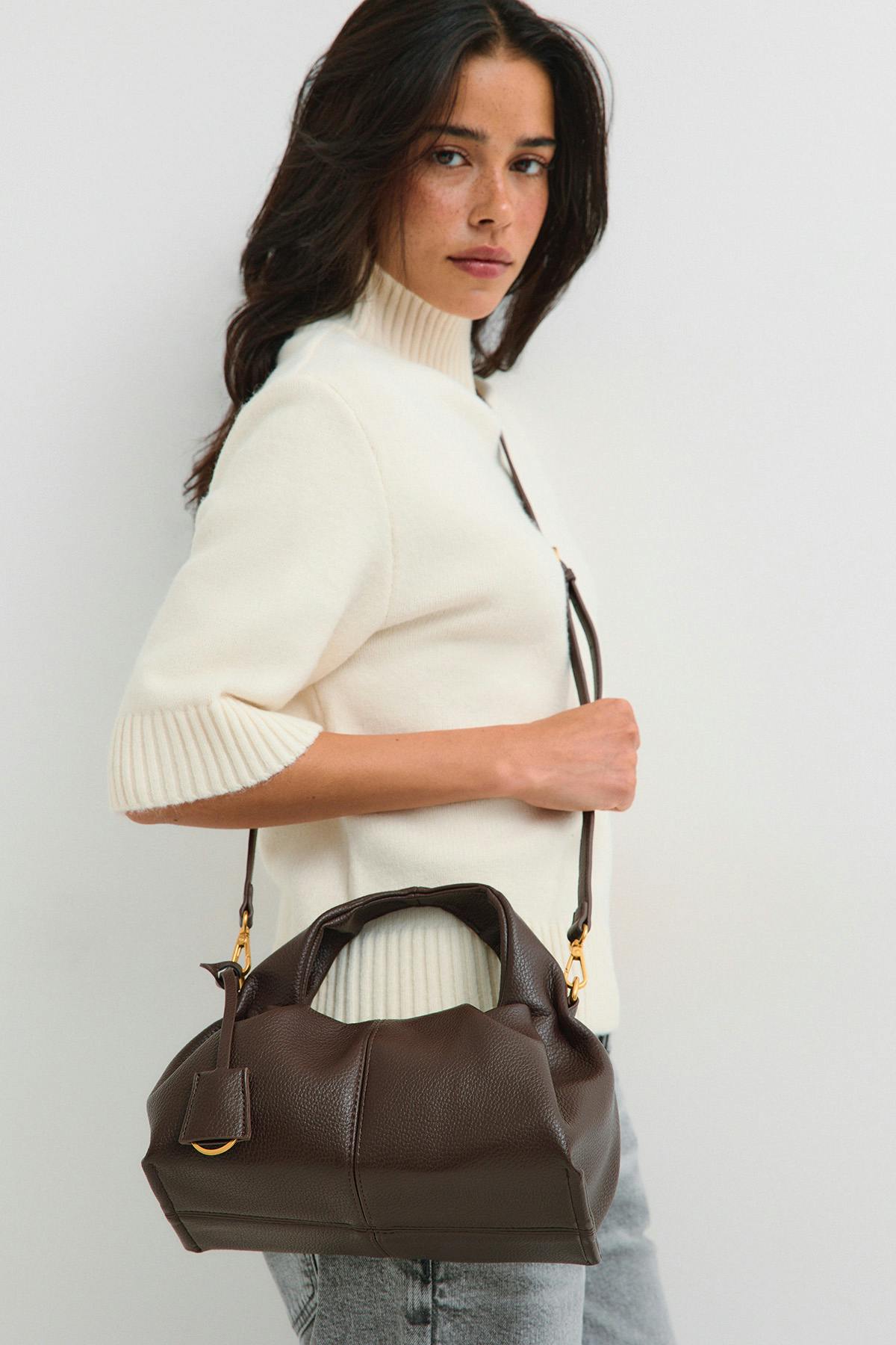 Braided top handle bag
