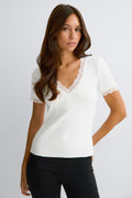 Lace detail rib top