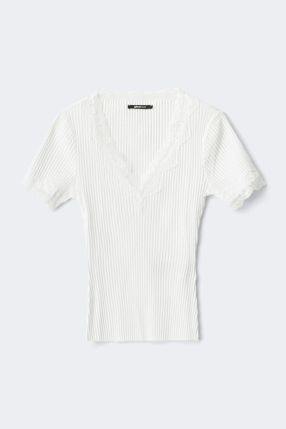 Lace detail rib top