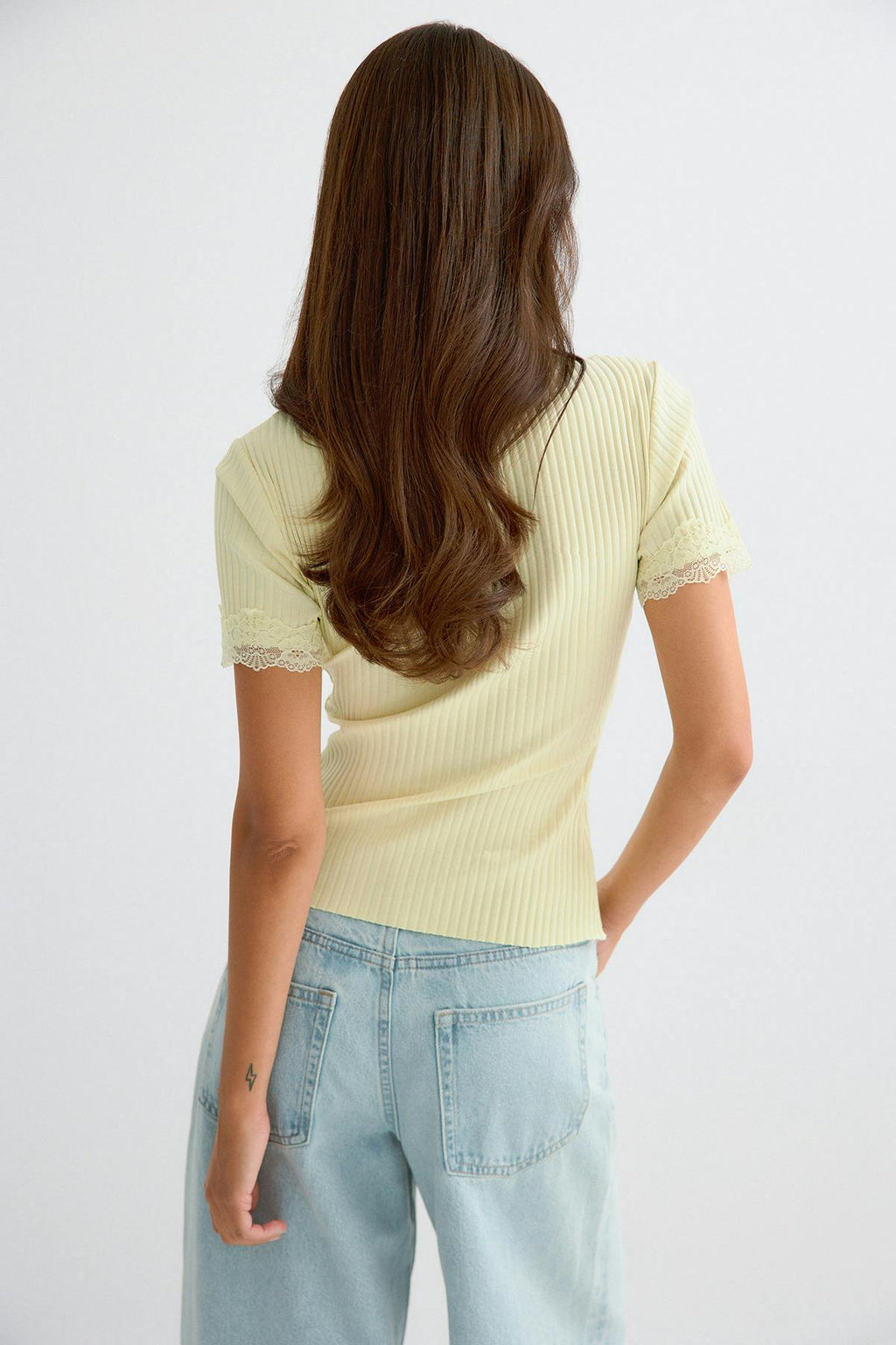 Lace detail rib top