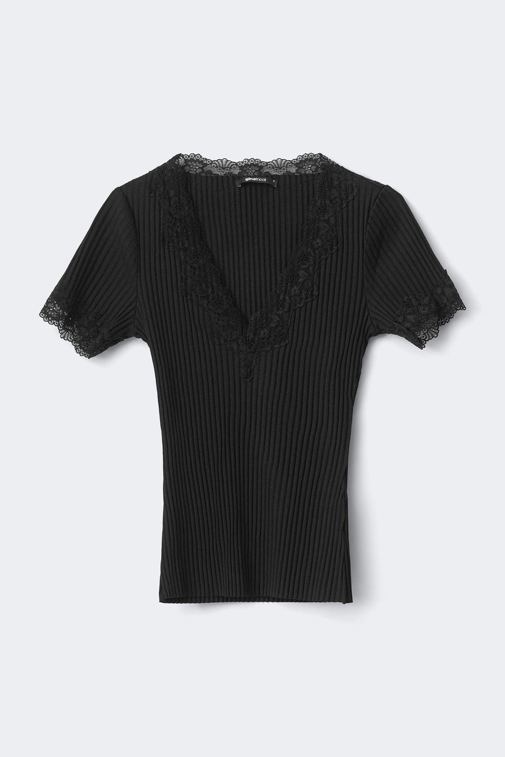 Lace detail rib top