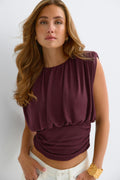 Ruched shoulder pads top