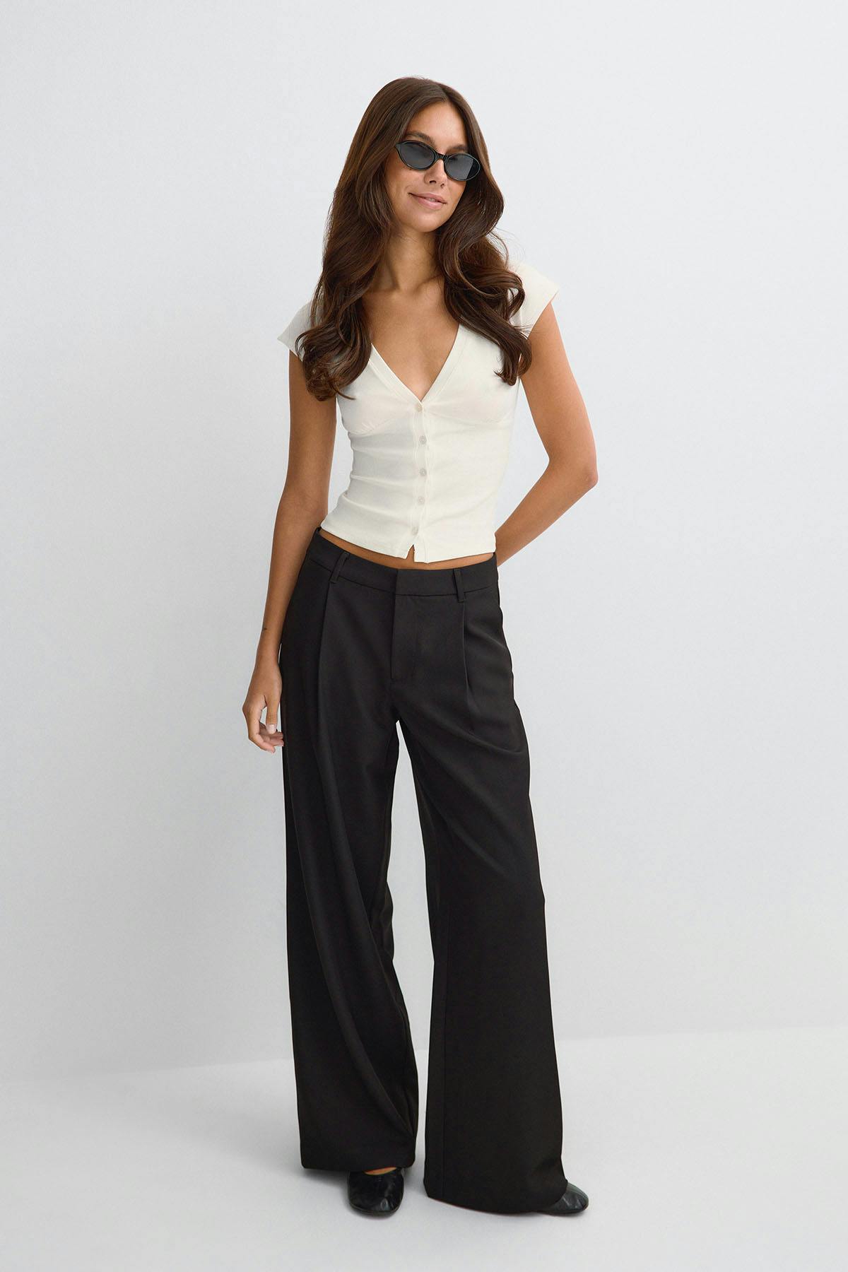 V-neck button top