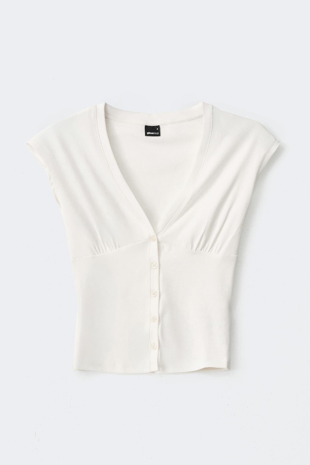 V-neck button top