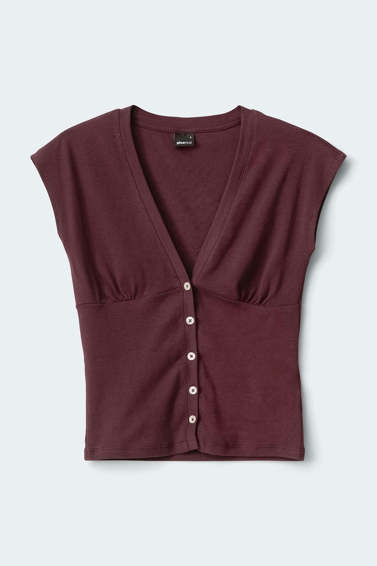 V-neck button top