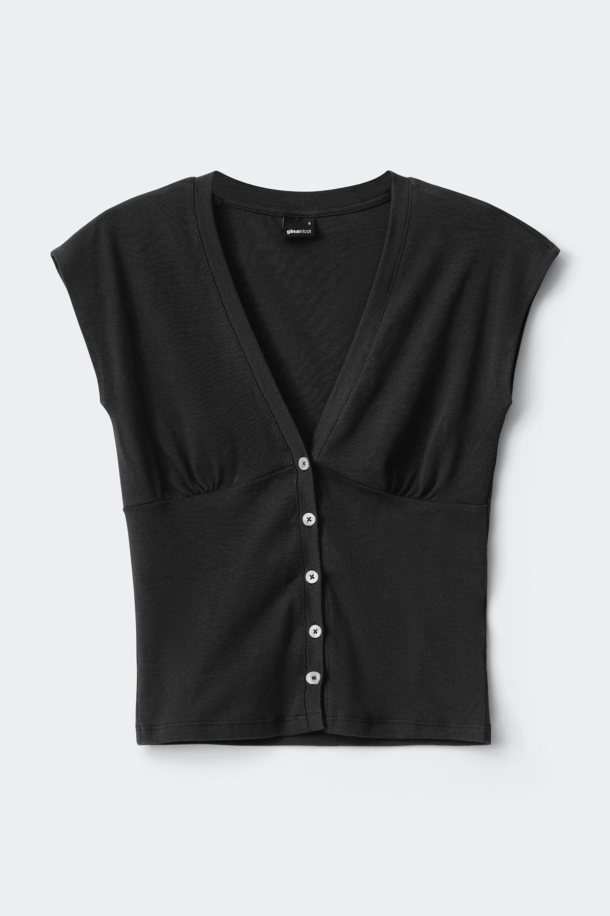 V-neck button top