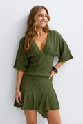 Textured v-neck top