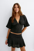 Textured v-neck top