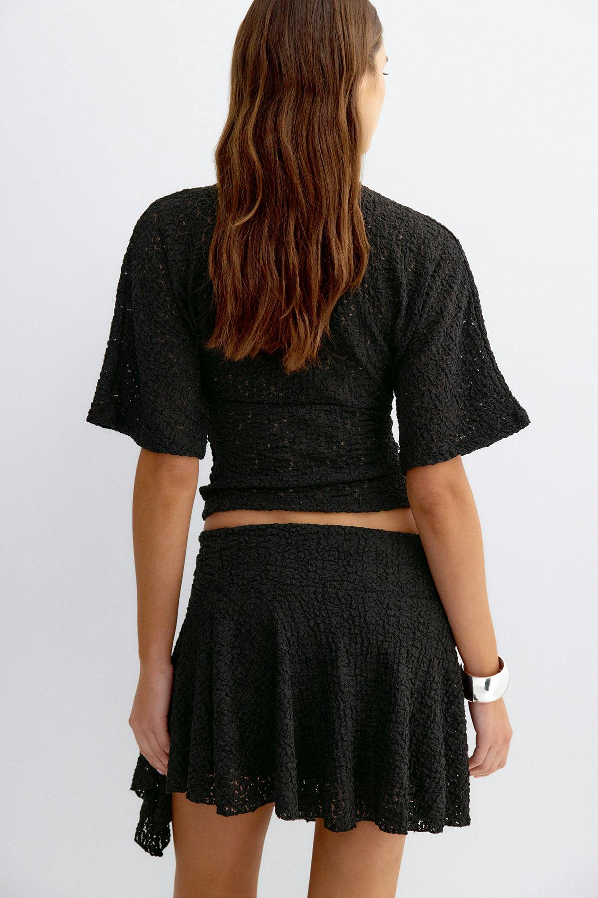 Textured v-neck top