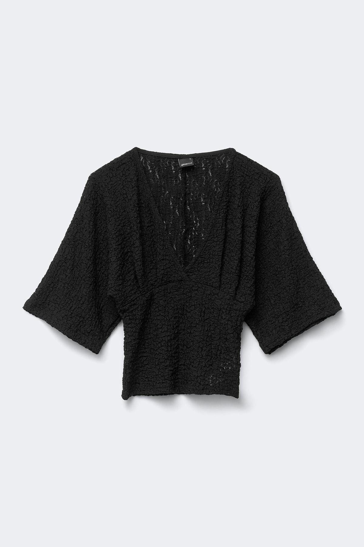 Textured v-neck top