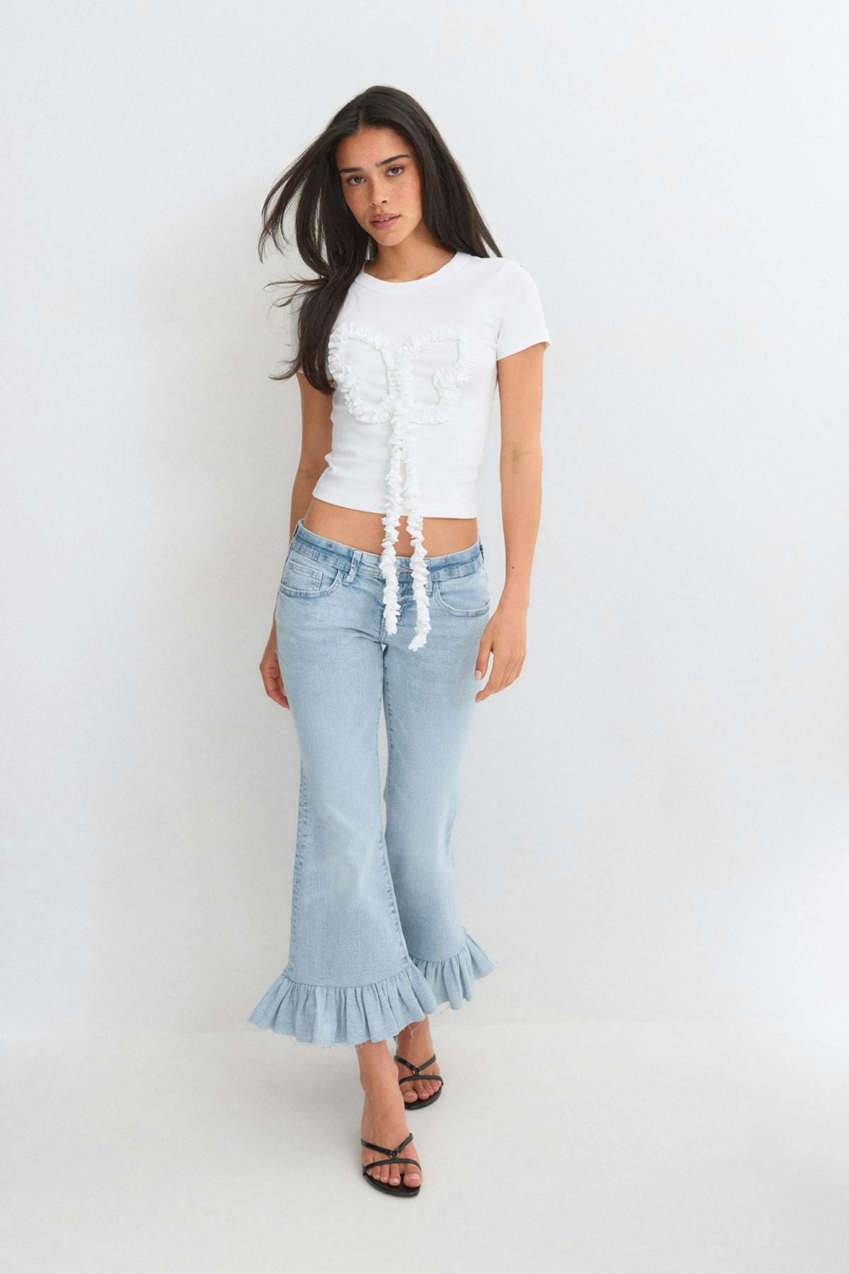 Re tok ruffle detail jeans