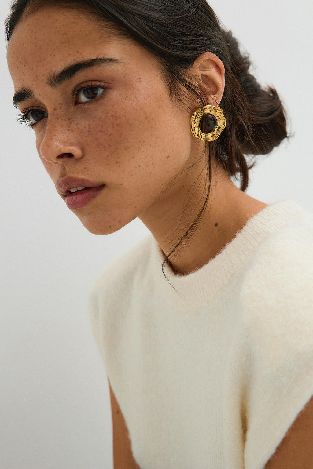 Stone stainless steel earrings