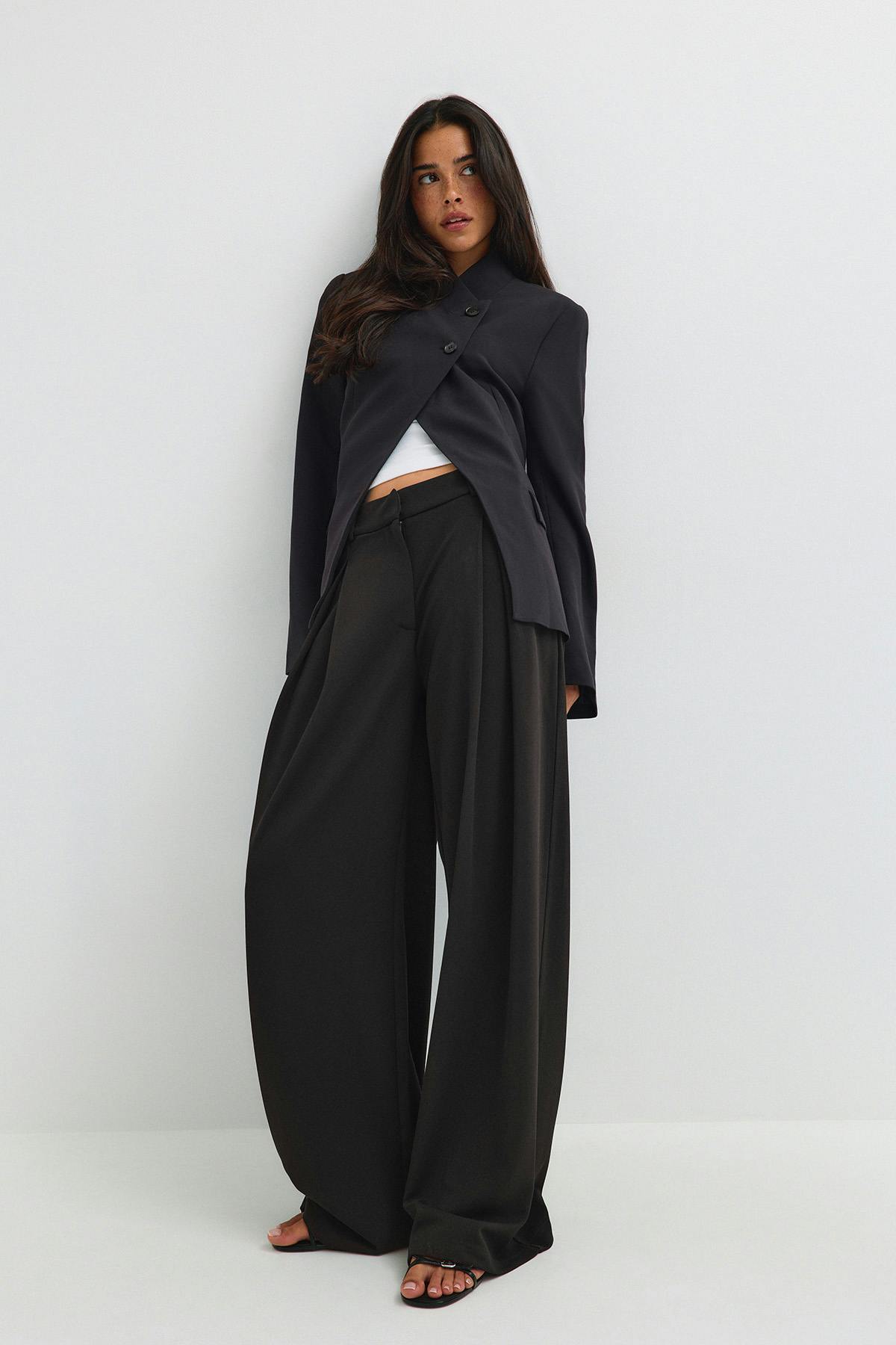 Tall tailored pleated trousers