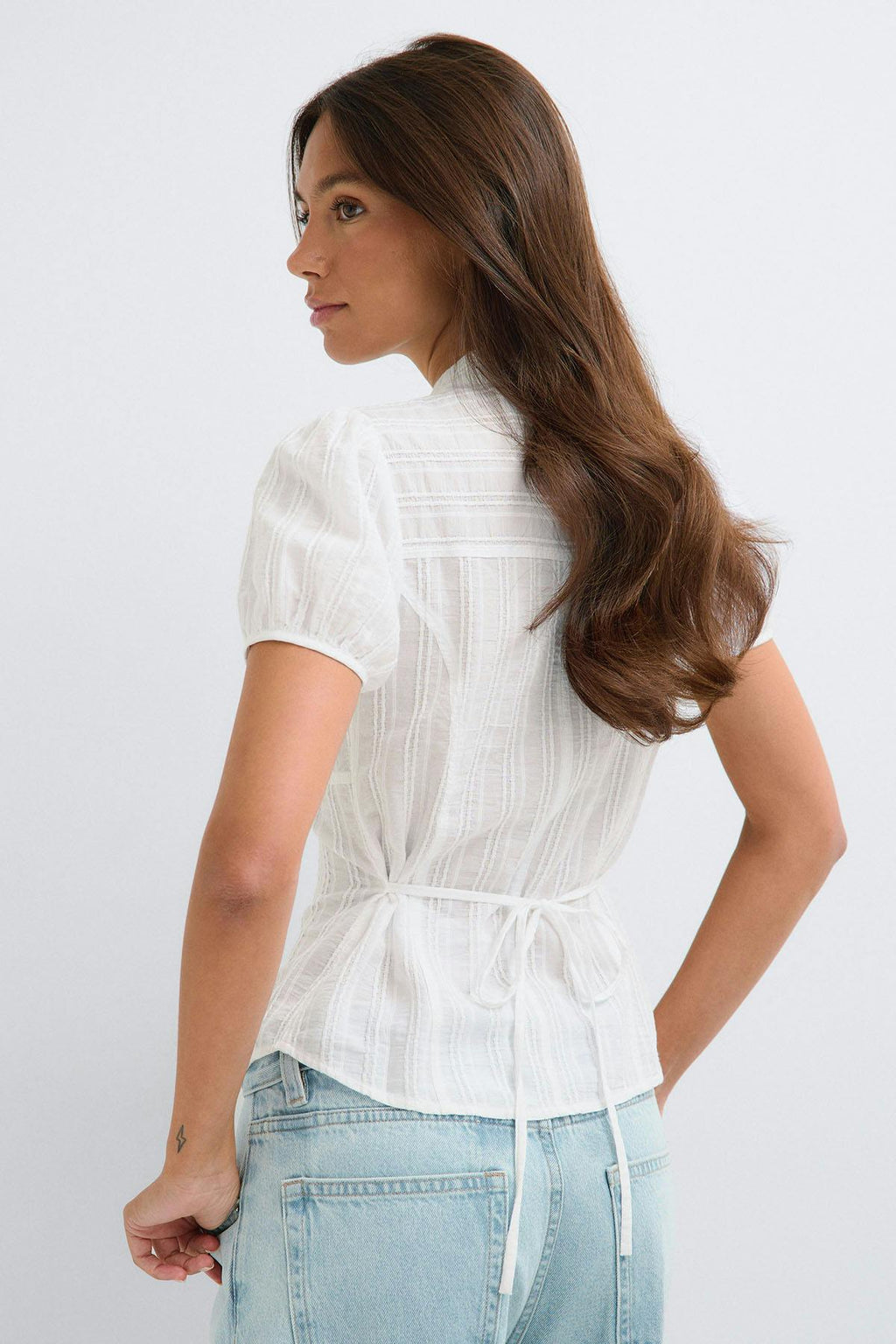 Structured keyhole blouse