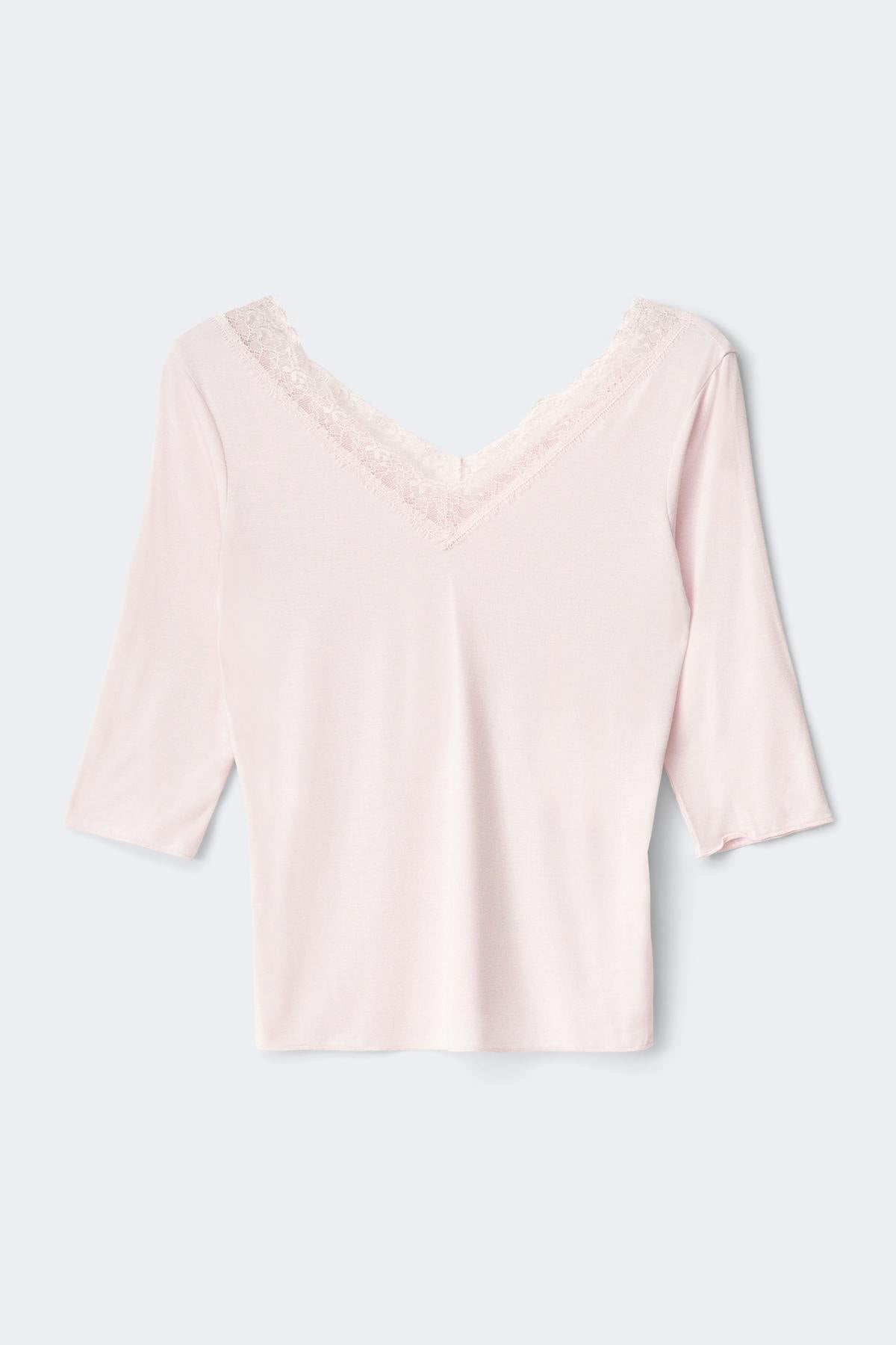 Y lace quarter sleeve top