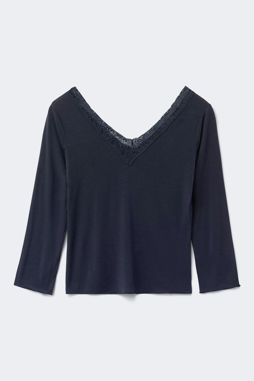 Y lace quarter sleeve top