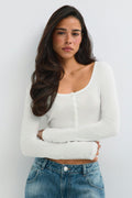 Long sleeve button top
