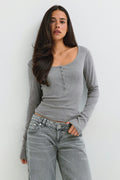 Long sleeve button top
