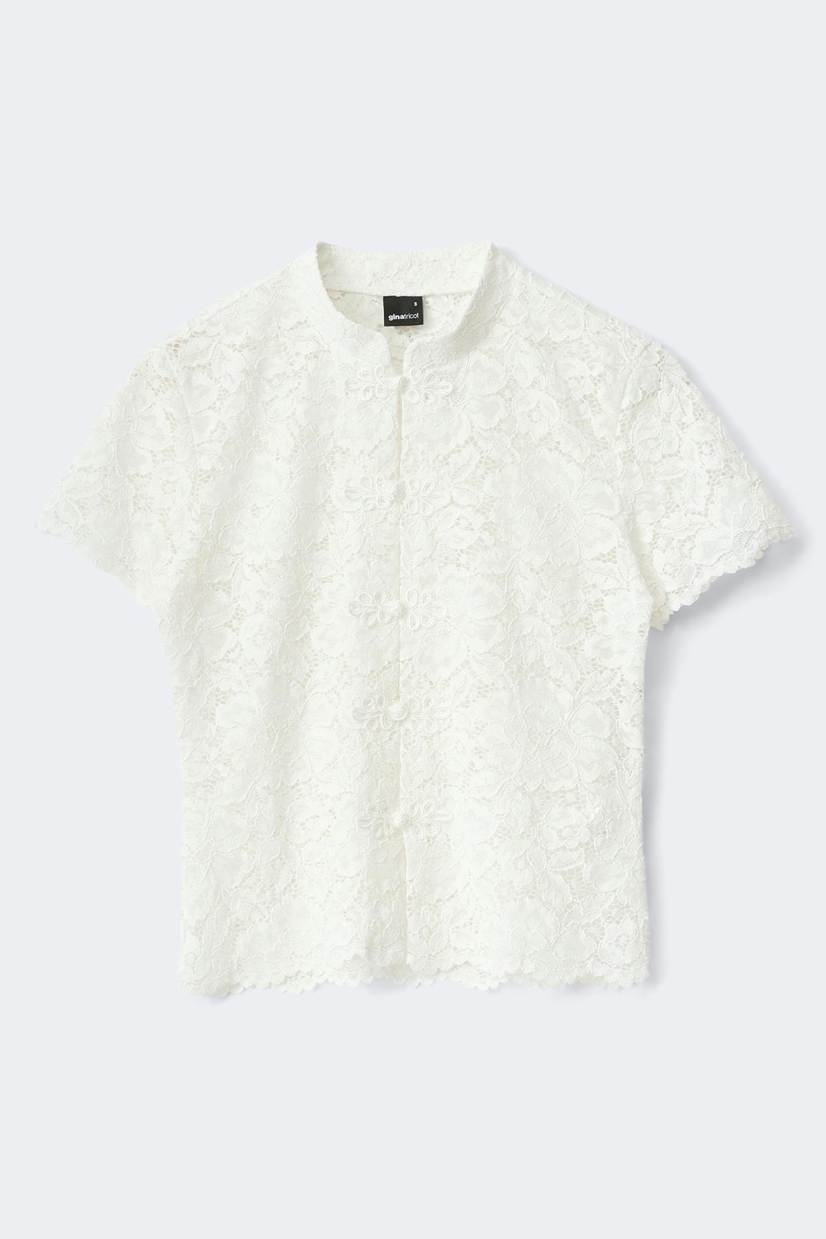 Mandarin collar lace top